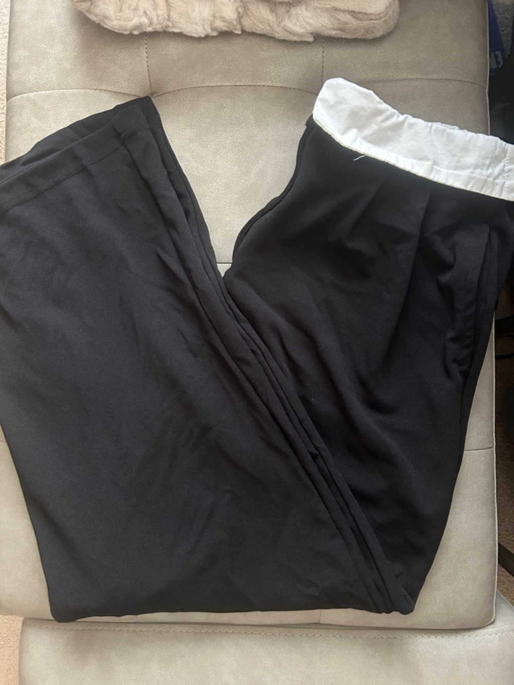 Sincerely Jules Black Wide-Leg Trousers with White Waistband